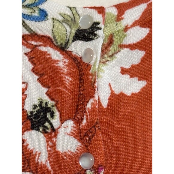 Cable & Gauge Women Size M Floral Button Up Cardigan Sweater Art To Wear Office - Picture 3 of 9